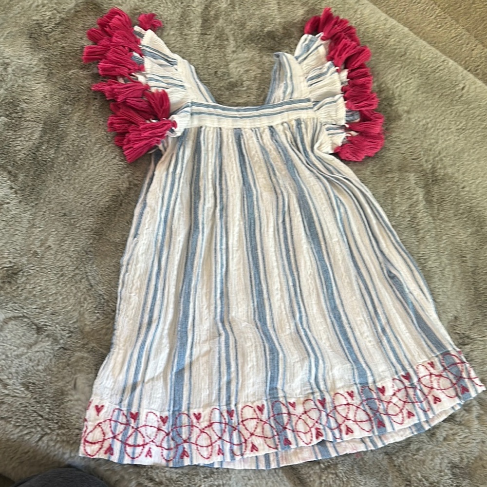 Striped Blue and Pink Kids Dress - Picture 5 of 5